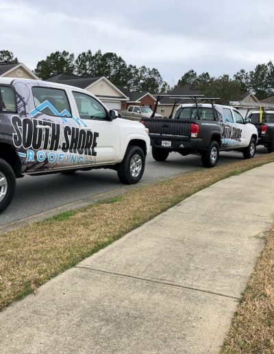 South Shore Roofing trucks